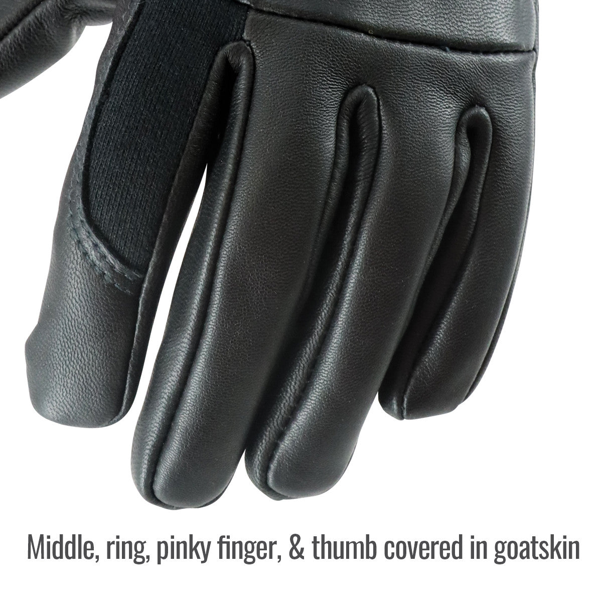 Middle, ring, pinky finger, & thumb covered in goatskin — Black Stallion LT50 welding gloves