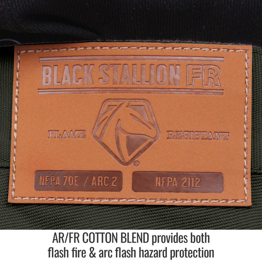 Ar/fr Cotton Blend provides both flash fire & arc flash hazard protection — Black Stallion PF5534-CG utility pant
