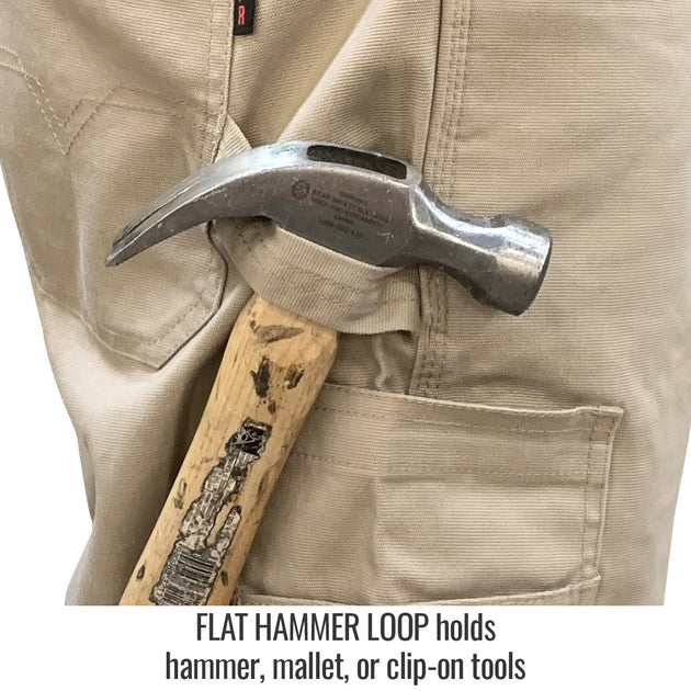 Flat Hammer Loop holds hammer, mallet, or clip-on tools — Black Stallion PF5534-KH utility pant
