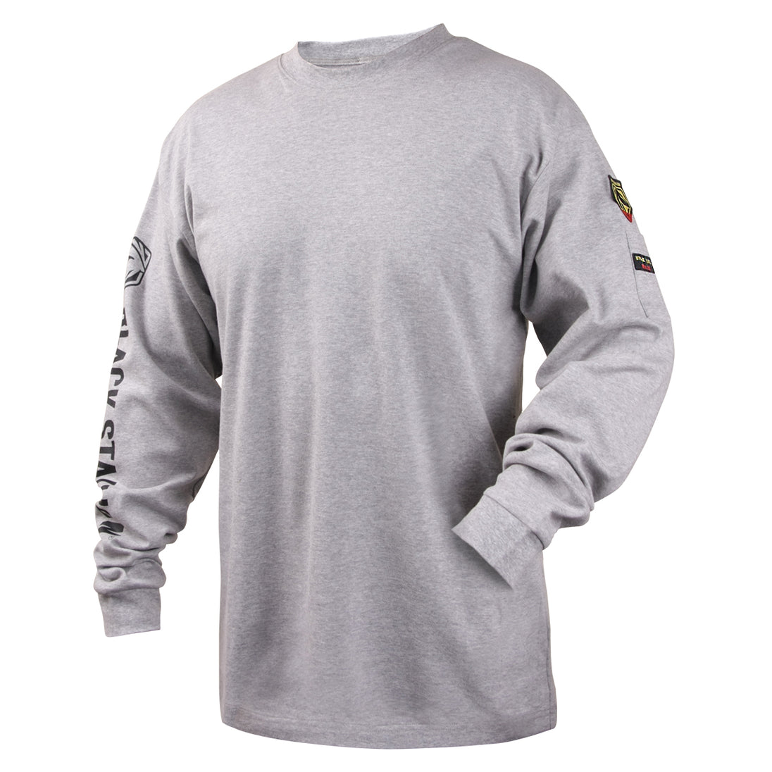Black Stallion TF2510-GY 7 oz FR Cotton Long Sleeve t, Shirt (NFPA 2112 / 70E), Gray