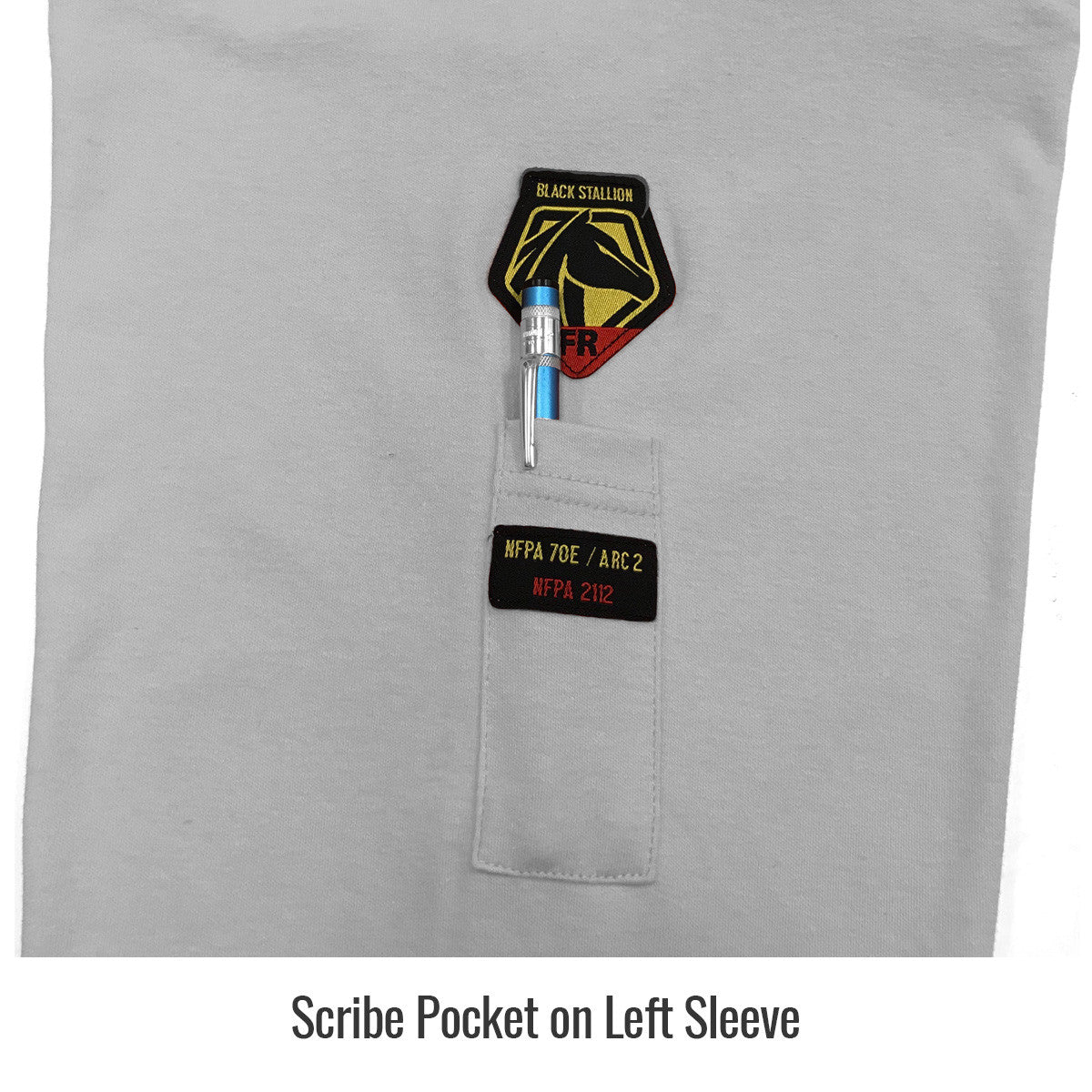 Scribe Pocket on Left Sleeve — Black Stallion TF2510-GY long sleeve