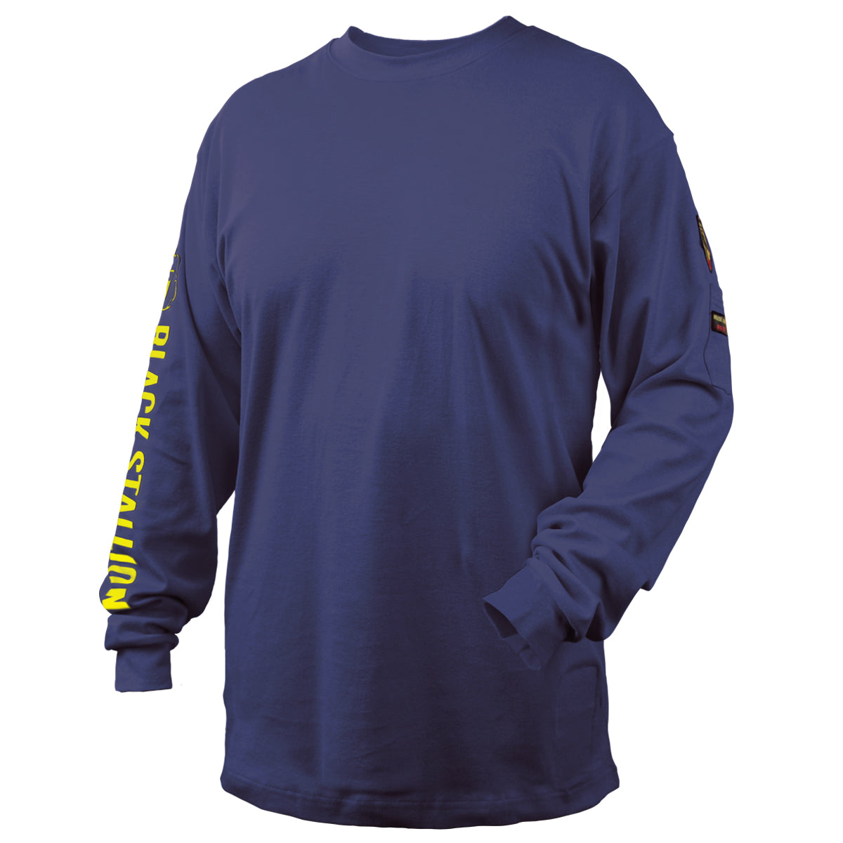Black Stallion TF2510-NV 7 oz FR Cotton Long Sleeve t, Shirt (NFPA 2112 / 70E), Navy