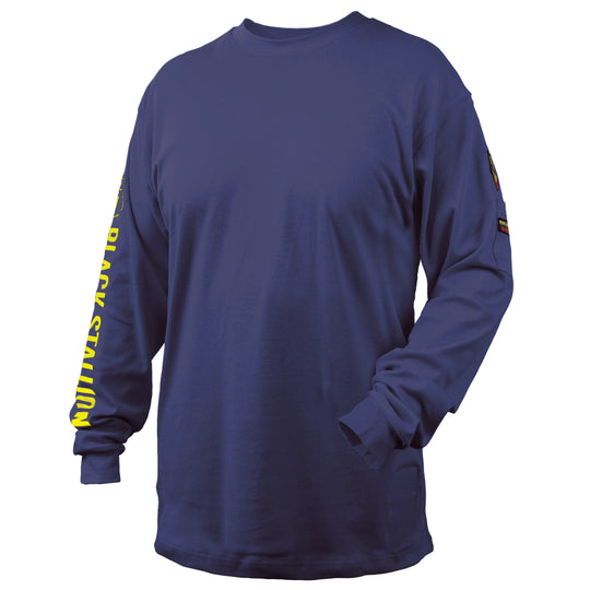 Black Stallion TF2510-NV 7 oz FR Cotton Long Sleeve t, Shirt (NFPA 2112 / 70E), Navy