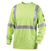 Black Stallion TF2511-LM 7 oz FR Cotton Long Sleeve t, Shirt With Reflective (NFPA 2112 / 70E), Lime Green