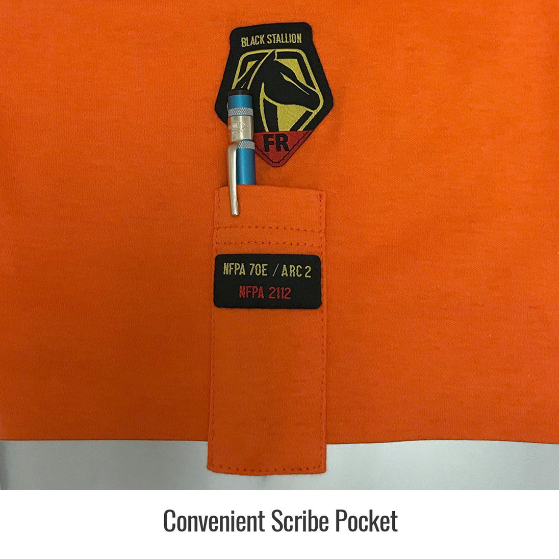 Convenient Scribe Pocket — Black Stallion TF2511-OR long sleeve