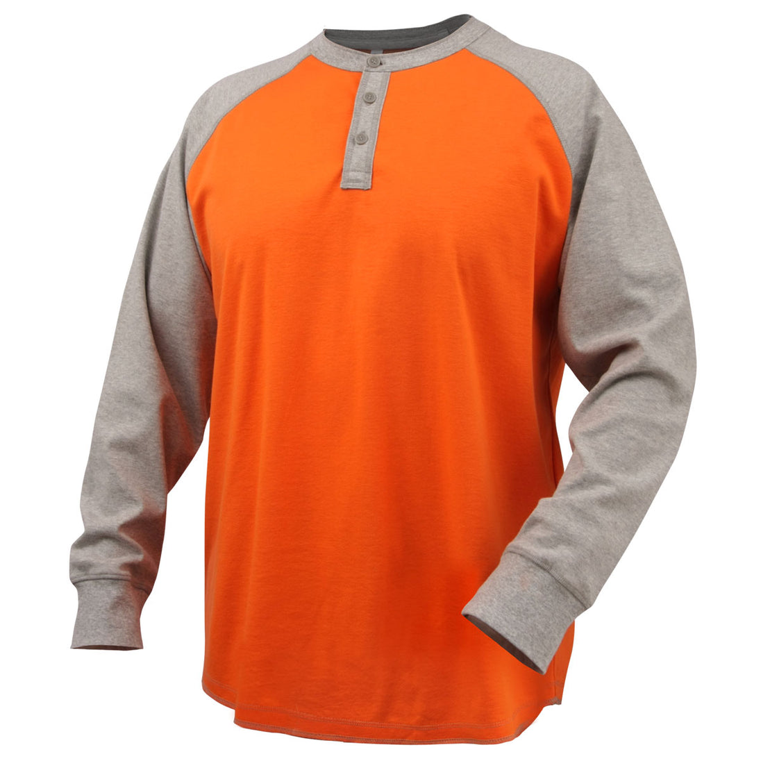 Black Stallion TF2520-GO 7 oz FR Cotton Henley Style t, Shirt (NFPA 2112 / 70E), Gray/Orange