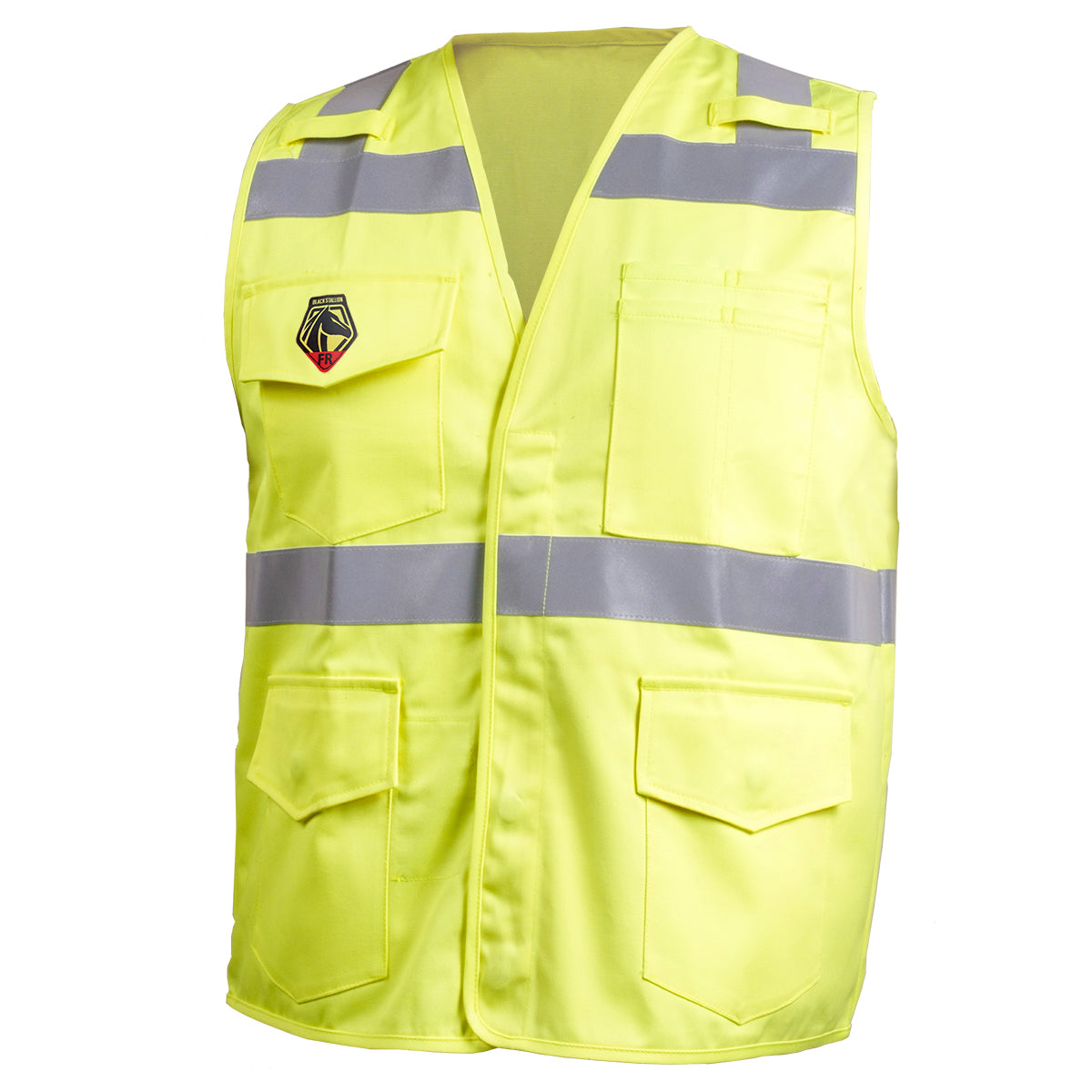 Black Stallion VF1110-HY 9 oz FR Cotton Vest With Silver Reflective (NFPA 70E), ANSI hi, Vis