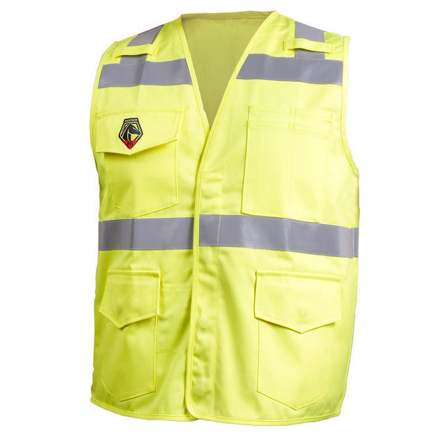 Black Stallion VF1110-HY 9 oz FR Cotton Vest With Silver Reflective (NFPA 70E), ANSI hi, Vis
