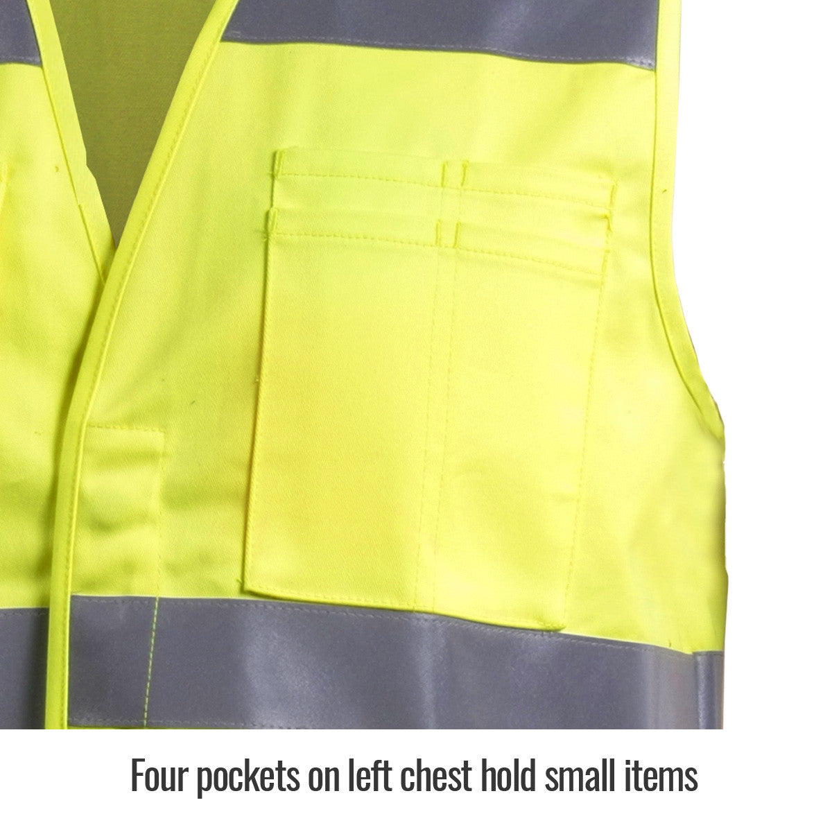 Four pockets on left chest hold small items — Black Stallion VF1110-HY cotton vest