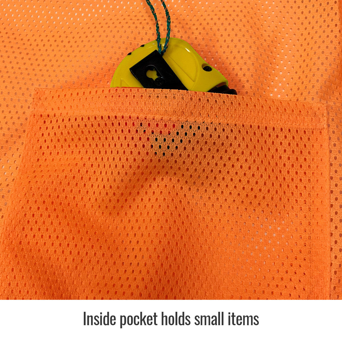 Inside pocket holds small items — Black Stallion VS2020-OR safety vest