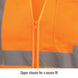 Zipper closure for a secure fit — Black Stallion VS2020-OR safety vest