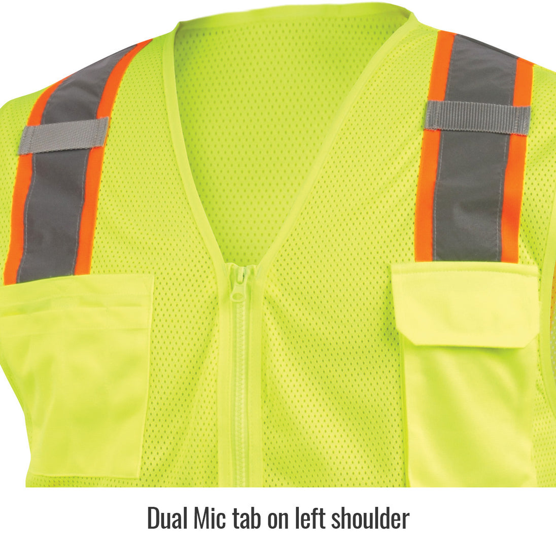 Dual Mic tab on left shoulder — Black Stallion VS2035-LM safety vest