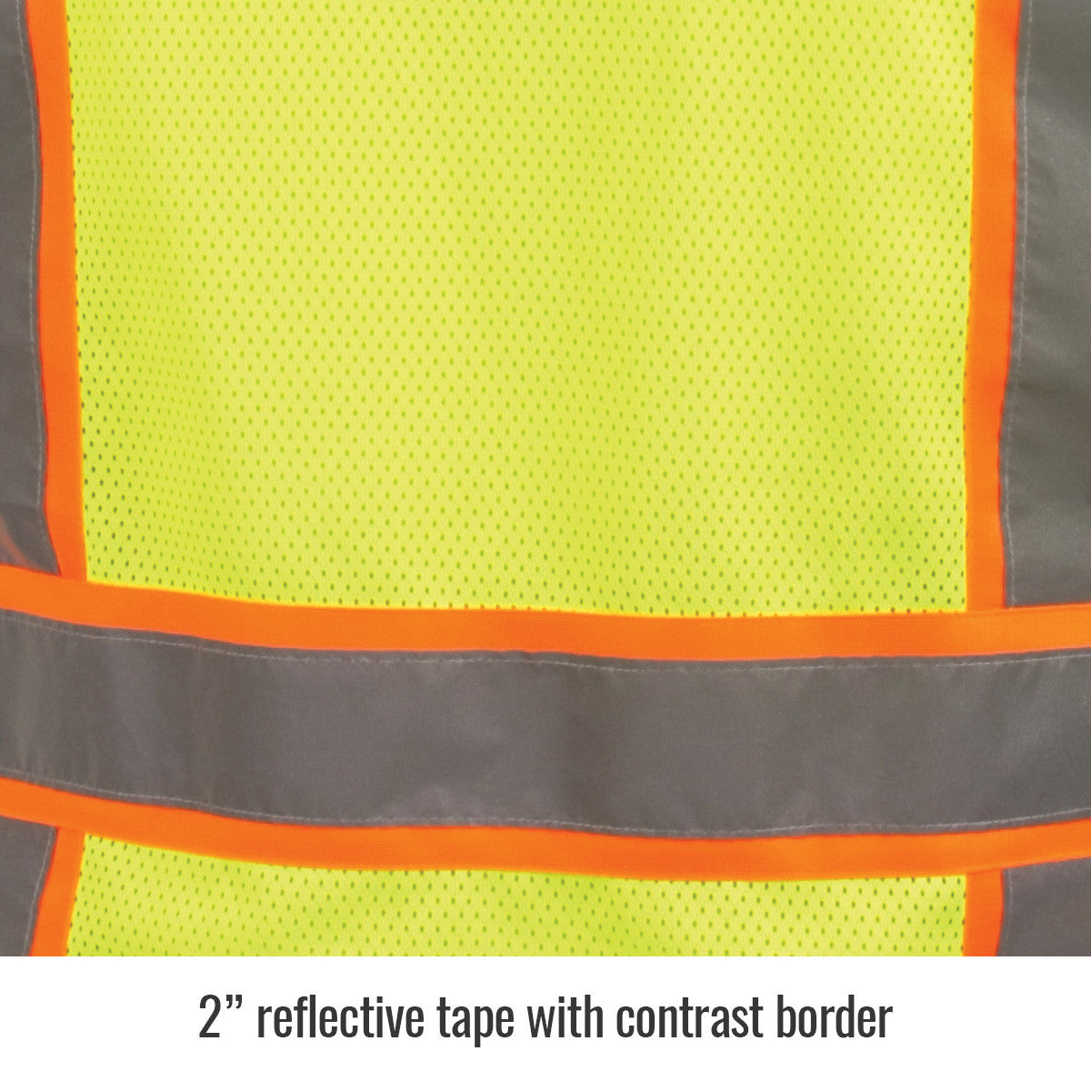 Reflective tape with contrast border — Black Stallion VS2035-LM safety vest