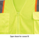 Zipper closure for a secure fit — Black Stallion VS2035-LM safety vest