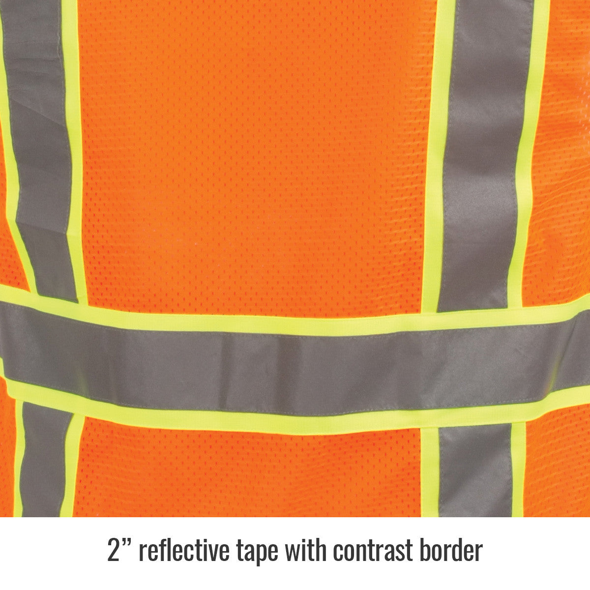 Reflective tape with contrast border — Black Stallion VS2035-OR safety vest