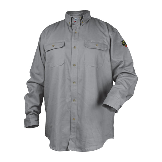 Black Stallion WF2110-GY 7 oz FR Cotton Work Shirt (NFPA 2112 / 70E), Gray