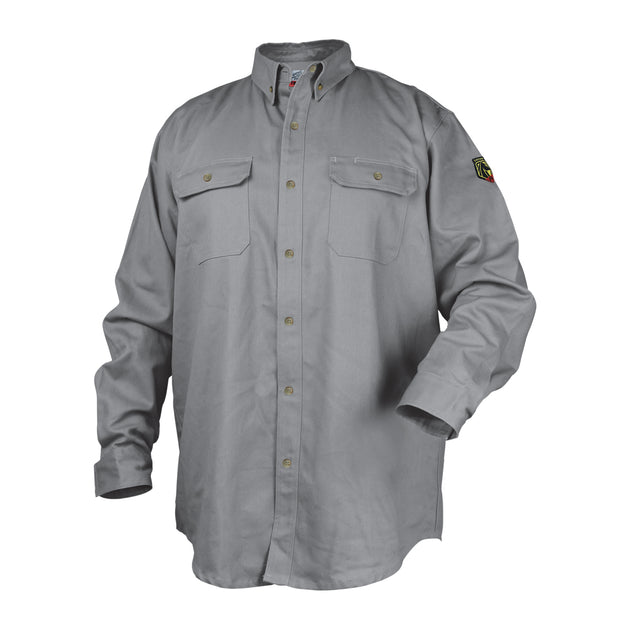 Black Stallion WF2110-GY 7 oz FR Cotton Work Shirt (NFPA 2112 / 70E), Gray
