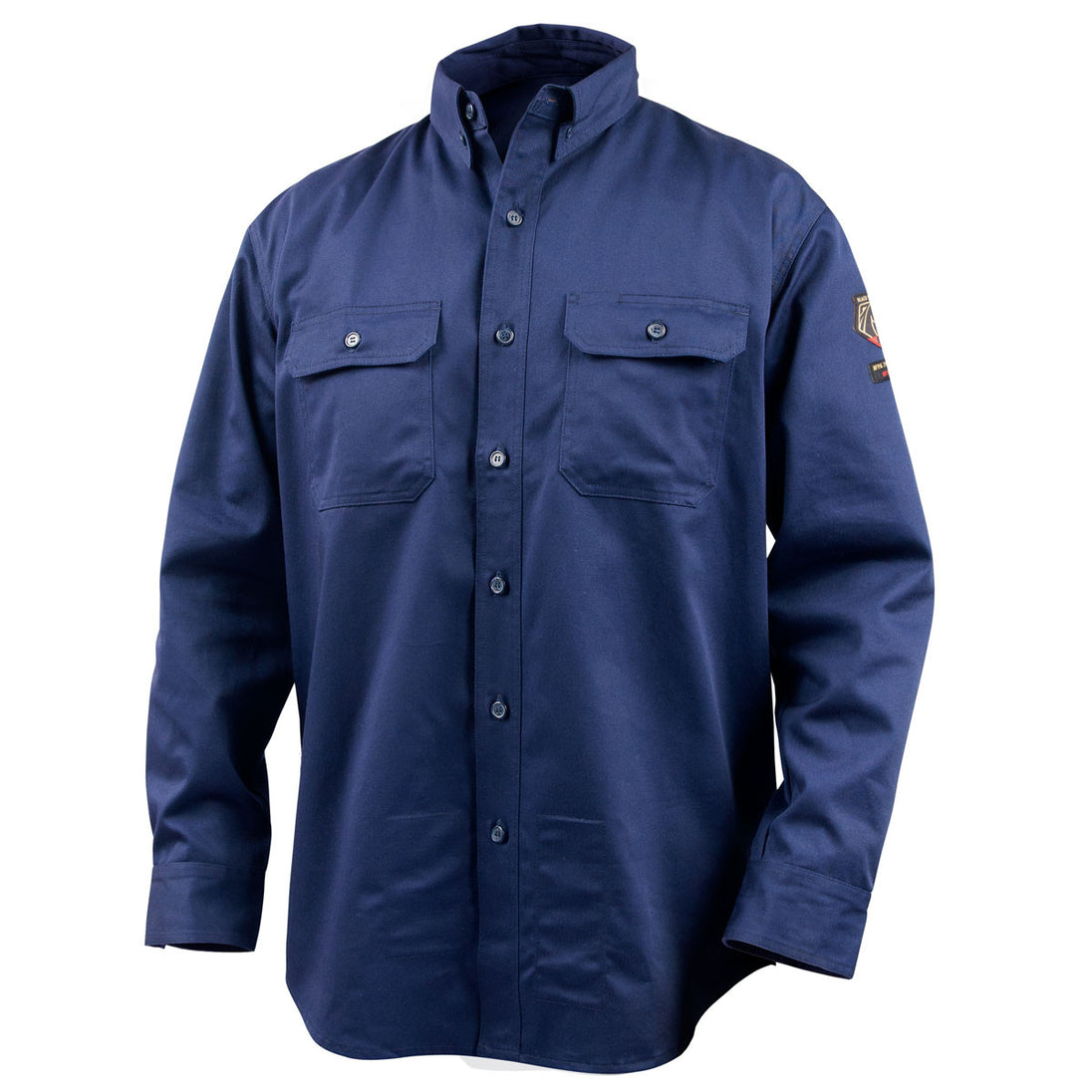 Black Stallion WF2110-NV 7 oz FR Cotton Work Shirt (NFPA 2112 / 70E), Navy