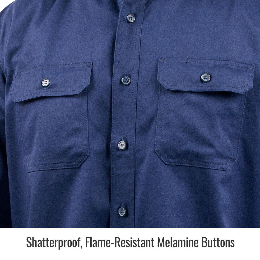 Shatterproof, Flame-Resistant Melamine Buttons — Black Stallion WF2110-NV work shirt