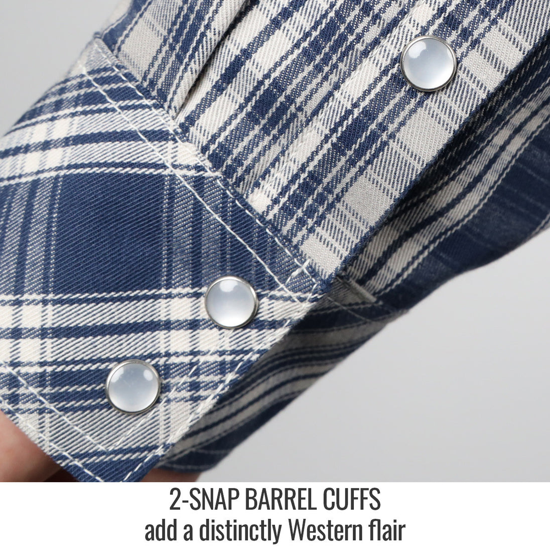 2-snap Barrel Cuffs add a distinctly Western flair — Black Stallion WF2110-PB work shirt