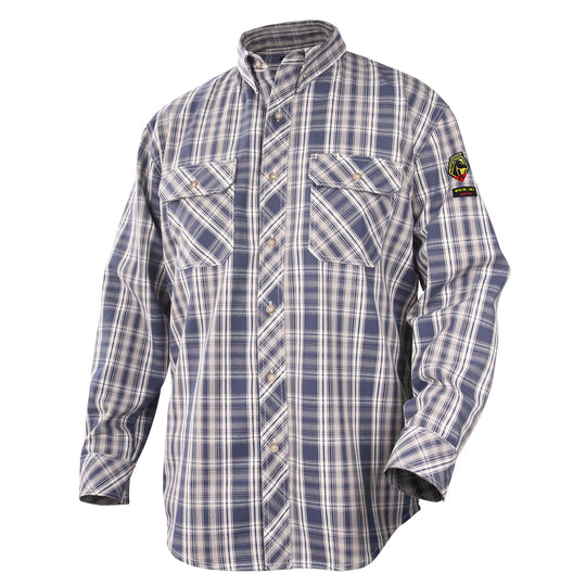 Black Stallion WF2110-PB 7 oz FR Cotton Work Shirt (NFPA 2112 / 70E), Blue Plaid