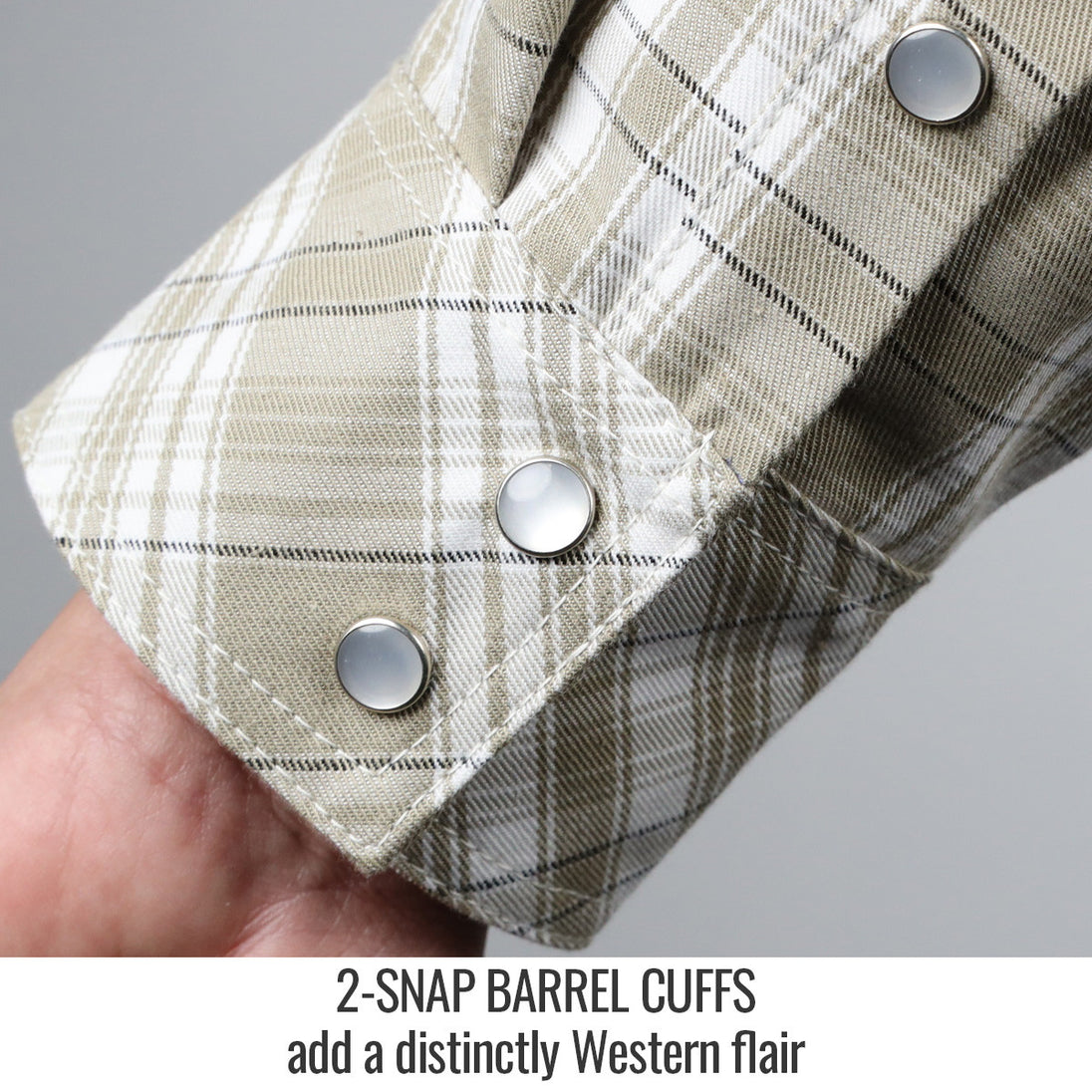 2-snap Barrel Cuffs add a distinctly Western flair — Black Stallion WF2110-PK work shirt