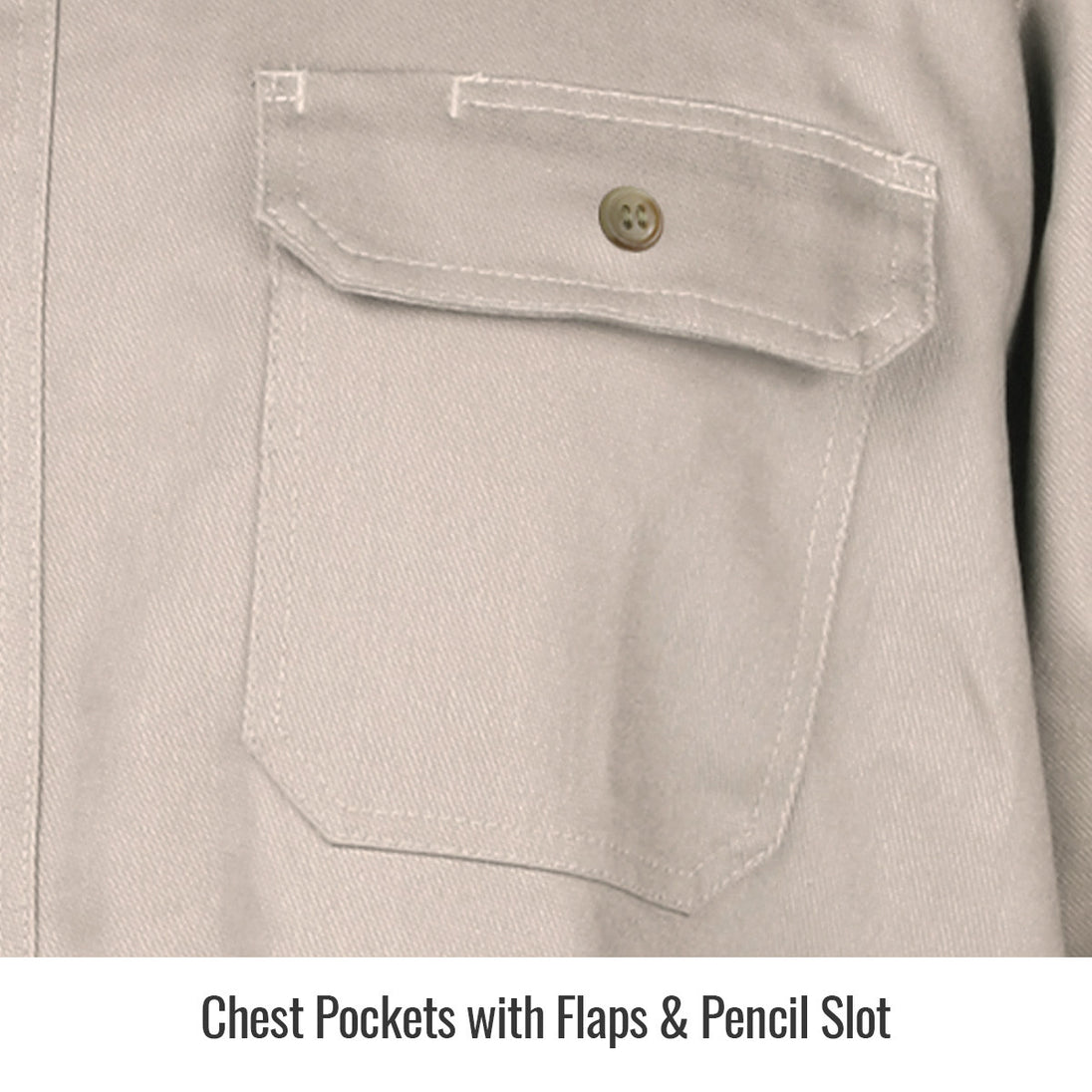 Chest Pockets with Flaps & Pencil Slot — Black Stallion WF2110-ST work shirt