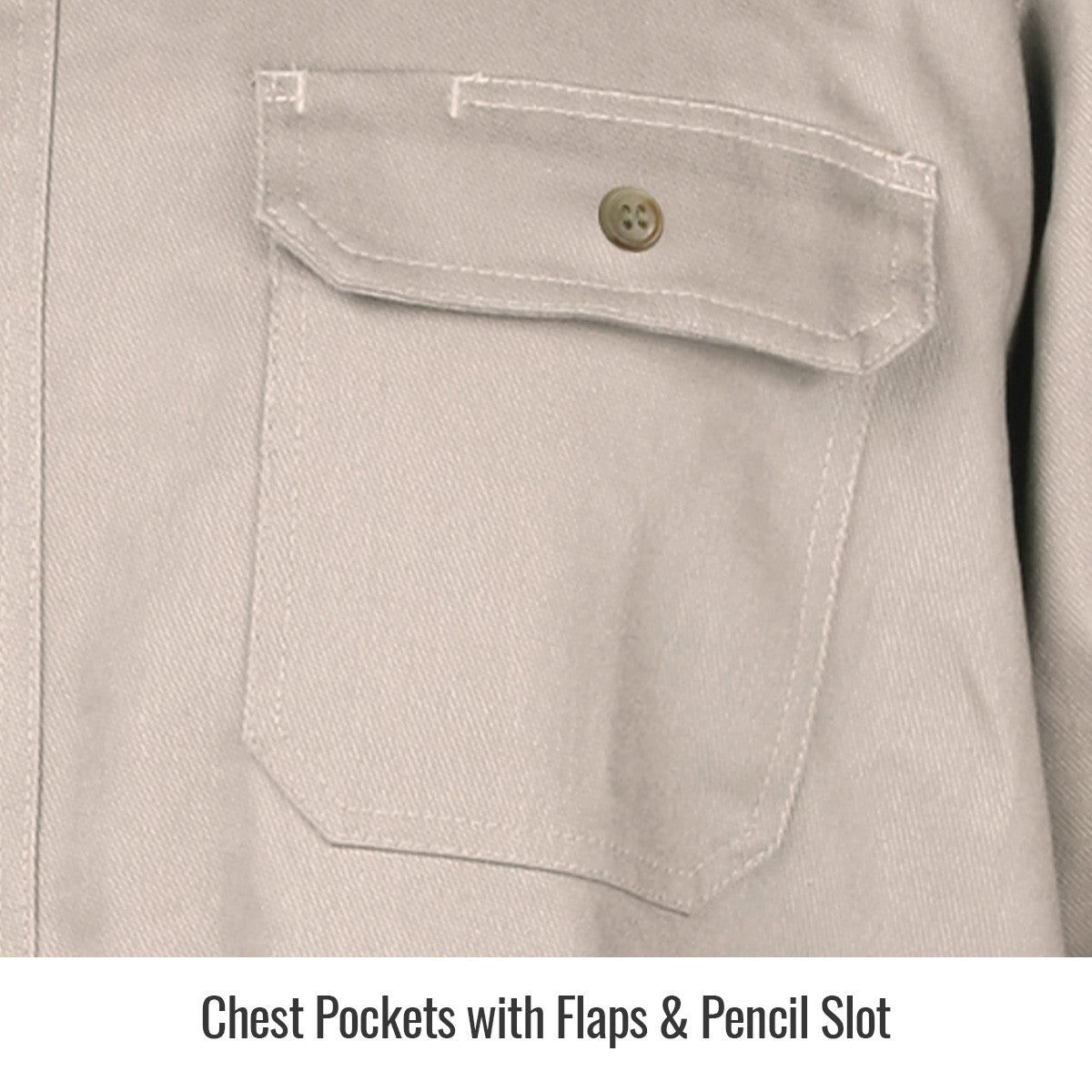 Chest Pockets with Flaps & Pencil Slot — Black Stallion WF2110-ST work shirt