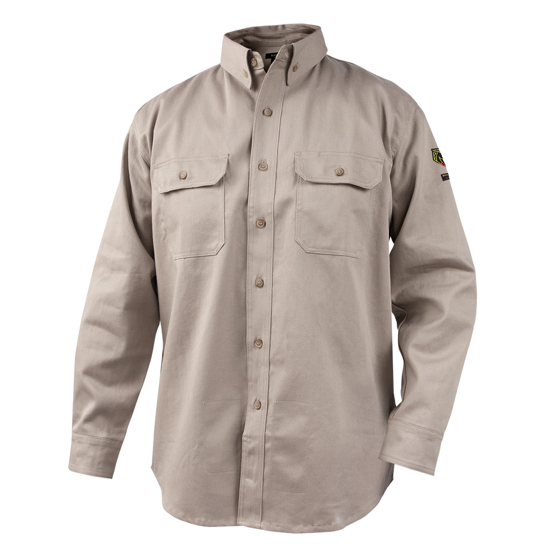 Black Stallion WF4010-ST 7 oz FR 88/12 Work Shirt With Reflective (NFPA 2112 / 70E), Stone